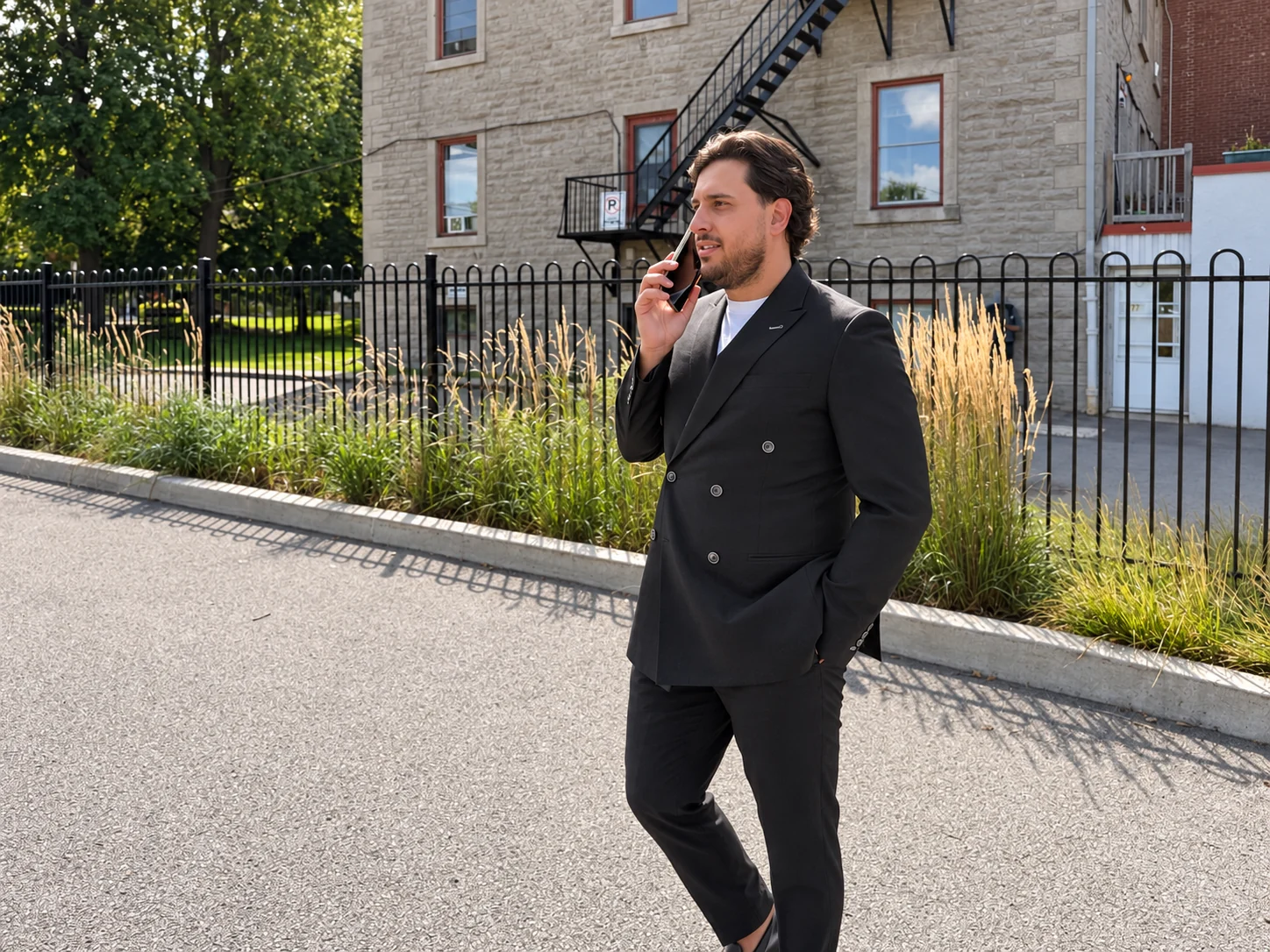 Anthony Delli Fraine on a phone call in Sainte-Rose